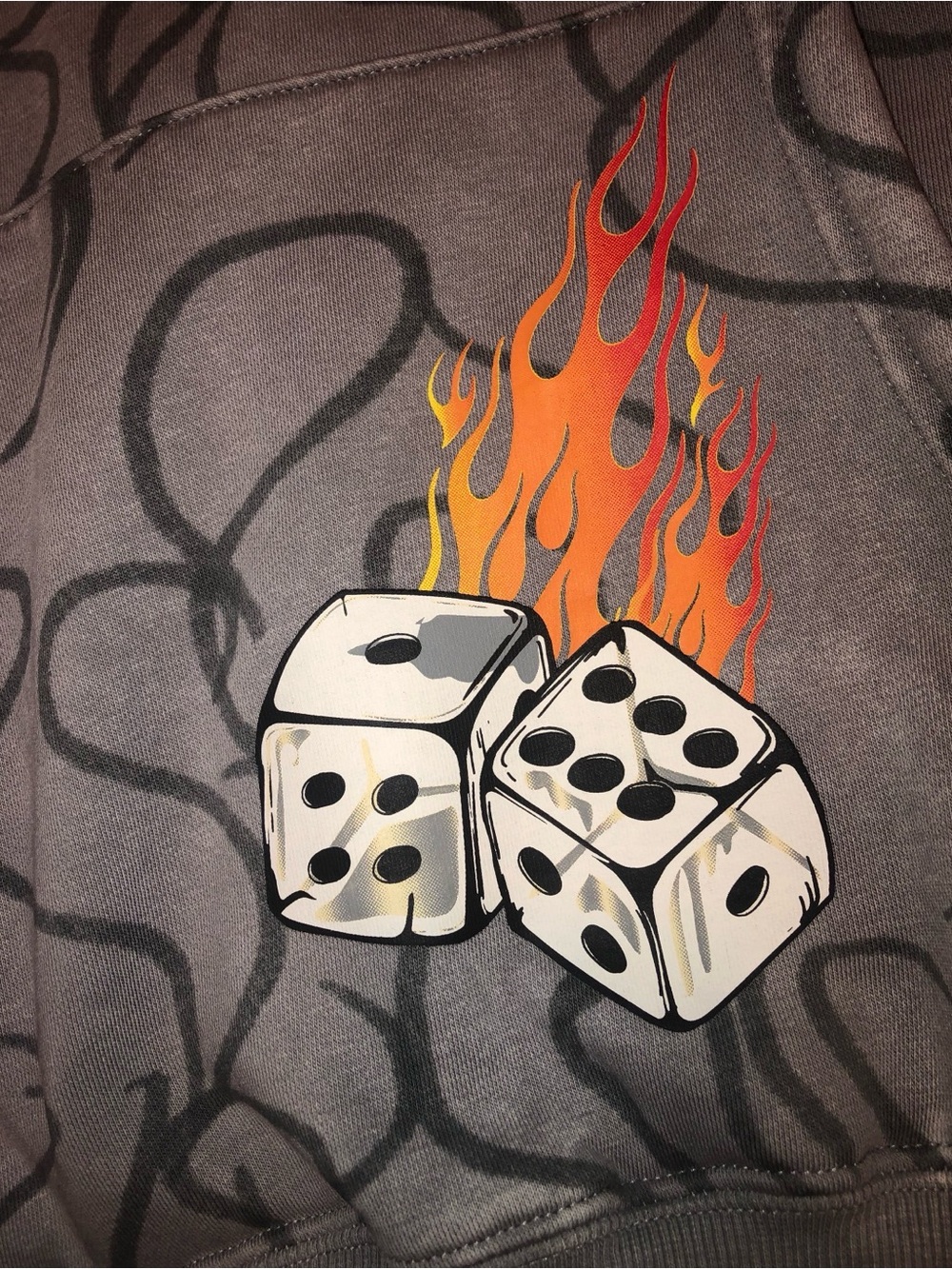 Von Dutch Hoodie Gray with Flame Dice & 8-Ball - Picture 2 of 10